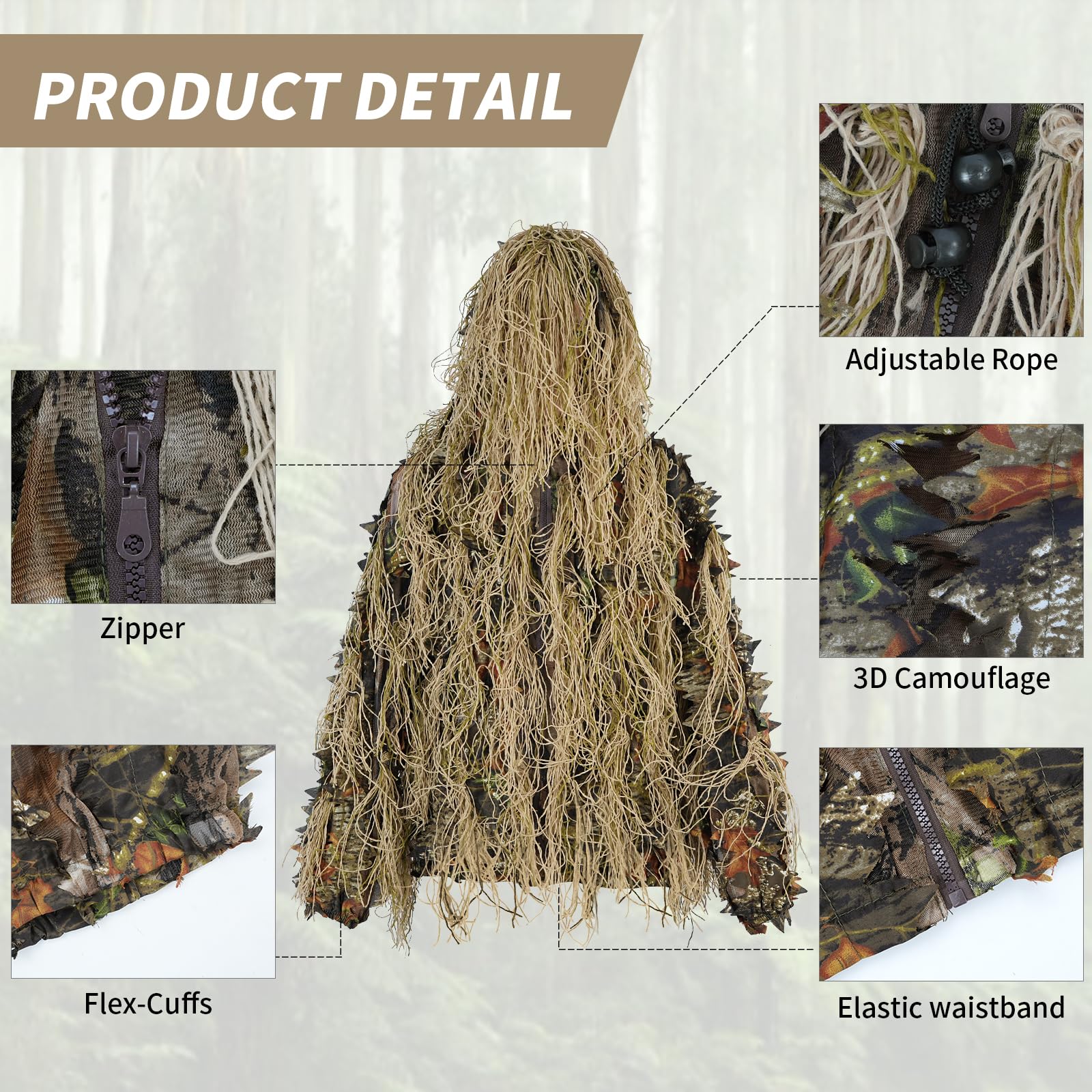 JOAXOR Ghillie Suit Gilly Hunt - огляд і ціна Camouflage Hunting Jacket