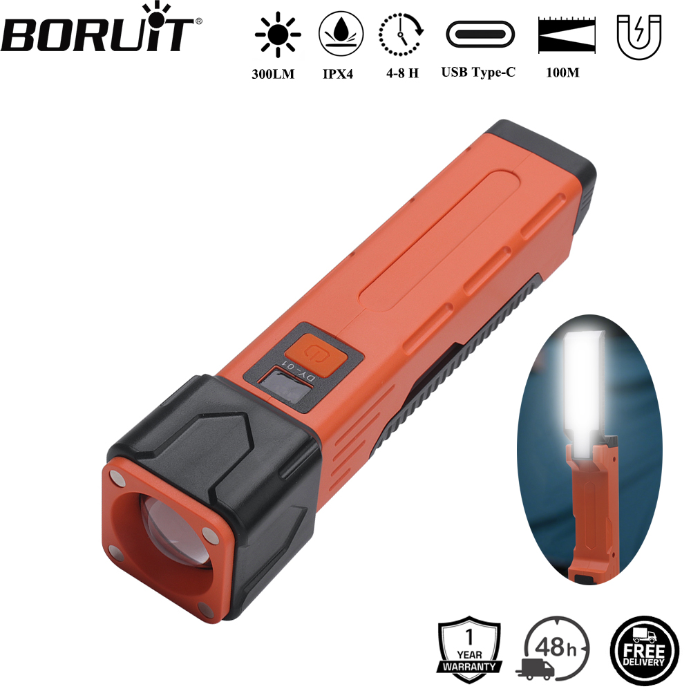 BORUiT 300LM LED Work Light Zo - огляд і ціна Tactical Flashlight Rechargeable