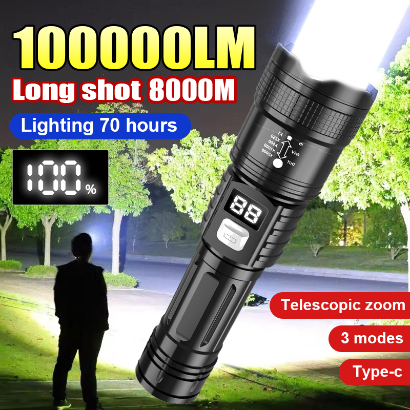 100000LM Super Bright Led Flas - огляд і ціна Tactical Flashlight Rechargeable